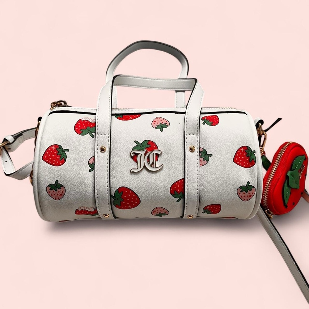 Juicy Couture White Mini Bag with Strawberry Print